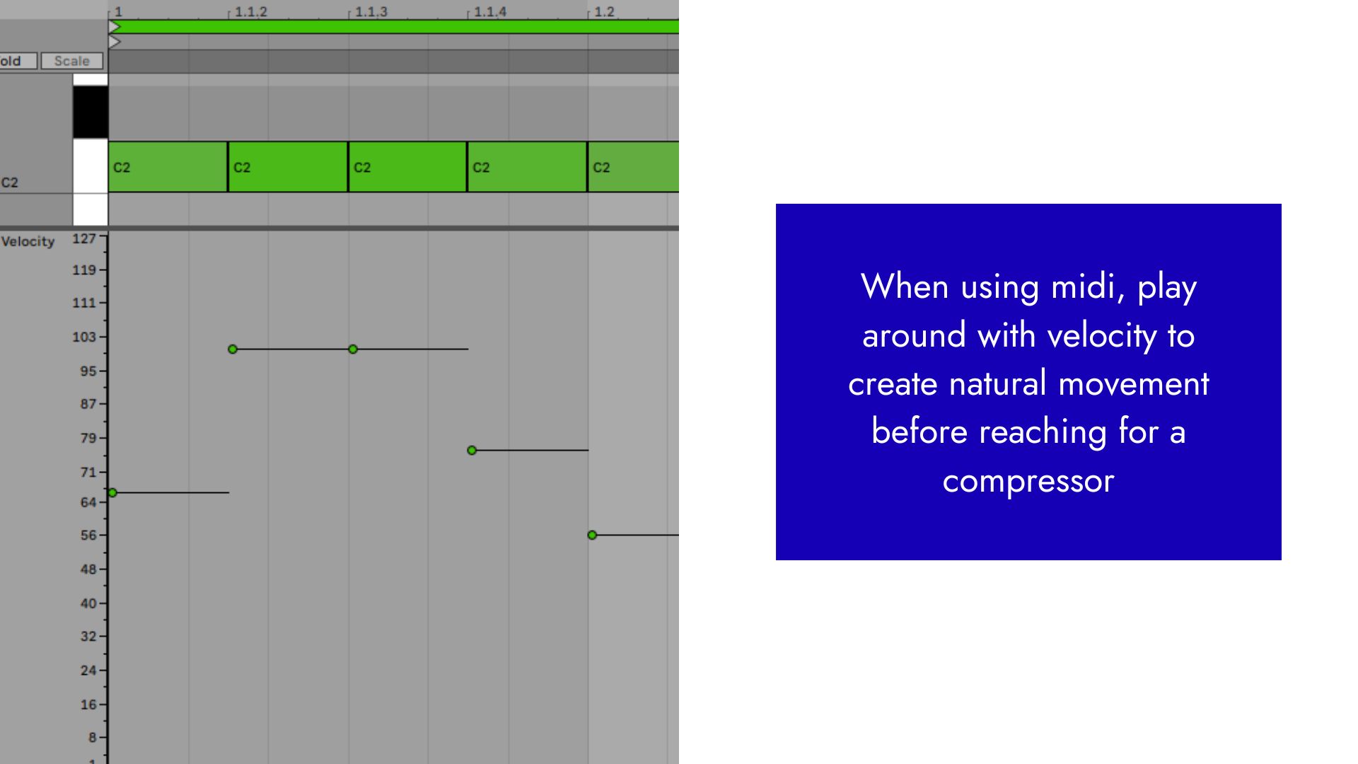 Do velocity changes in midi before using compressor